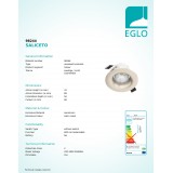 EGLO 98244 | Saliceto Eglo ugradbena svjetiljka okrugli jačina svjetlosti se može podešavati Ø88mm 1x LED 380lm 2700K satenski nikal