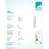 EGLO 98268 | Doninni Eglo podna svjetiljka oblik cigle 80cm 1x LED 600lm 3000K IP44 bijelo