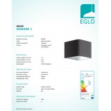 EGLO 98269 | Doninni Eglo zidna svjetiljka oblik cigle 1x LED 600lm 3000K IP44 antracit, bijelo