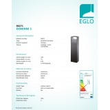 EGLO 98271 | Doninni Eglo podna svjetiljka oblik cigle 40cm 1x LED 600lm 3000K IP44 antracit, bijelo