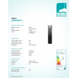 EGLO 98272 | Doninni Eglo podna svjetiljka oblik cigle 80cm 1x LED 600lm 3000K IP44 antracit, bijelo