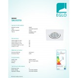EGLO 98302 | Saliceto Eglo ugradbena svjetiljka četvrtast jačina svjetlosti se može podešavati, pomjerljivo 88x88mm 1x LED 380lm 2700K bijelo