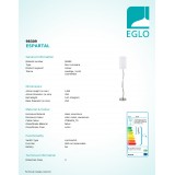 EGLO 98309 | Espartal Eglo podna svjetiljka 148,5cm 2x s poteznim prekidačem 1x LED 1550lm + 1x E27 3000K satenski nikal, bijelo
