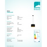 EGLO 98312 | Varillas Eglo visilice svjetiljka okrugli 1x E27 crno, zlatno