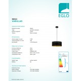 EGLO 98313 | Varillas Eglo visilice svjetiljka okrugli 3x E27 crno, zlatno