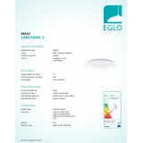 EGLO 98323 | Lanciano Eglo stropne svjetiljke svjetiljka okrugli daljinski upravljač jačina svjetlosti se može podešavati, sa podešavanjem temperature boje, timer, noćno svjetlo 1x LED 1900lm 2700 <-> 6500K bijelo, učinak kristala, krom