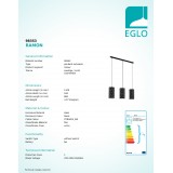 EGLO 98353 | Ramon-EG Eglo visilice svjetiljka 3x E27 crno, bijelo
