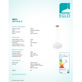 EGLO 98372 | EGLO-Connect-Optica Eglo visilice smart rasvjeta jačina svjetlosti se može podešavati, sa podešavanjem temperature boje, promjenjive boje, može se upravljati daljinskim upravljačem 1x LED 3450lm 2700 <-> 6500K poniklano mat, opal