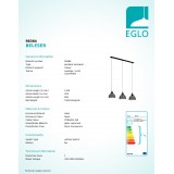 EGLO 98384 | Beleser Eglo visilice svjetiljka 3x E27 crno, prozirna crna