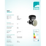 EGLO 98397 | Seras Eglo spot svjetiljka elementi koji se mogu okretati 1x GU10 250lm 3000K crno, bijelo