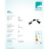 EGLO 98398 | Seras Eglo spot svjetiljka elementi koji se mogu okretati 2x GU10 500lm 3000K crno, bijelo