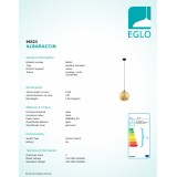 EGLO 98523 | Albaraccin Eglo visilice svjetiljka 1x E27 crno, zlatno