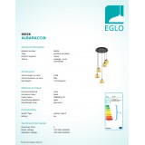 EGLO 98526 | Albaraccin Eglo visilice svjetiljka 5x E27 crno, zlatno