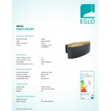EGLO 98542 | Maccacari Eglo zidna svjetiljka okrugli 1x LED 1100lm 3000K crno, zlatno, prozirno