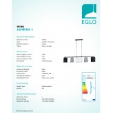 EGLO 98588 | Almeida Eglo visilice svjetiljka 5x E14 crno, sivo, bijelo