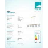 EGLO 98591 | Castralvo Eglo visilice svjetiljka 5x E27 satenski nikal, smeđe, bijelo
