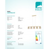 EGLO 98592 | Castralvo Eglo visilice svjetiljka 5x E27 satenski nikal, smeđe, jantar