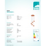 EGLO 98595 | Rocamar Eglo visilice svjetiljka 5x E27 crveni bakar, prozirno, crno