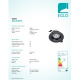 EGLO 98607 | Saliceto Eglo ugradbena svjetiljka okrugli jačina svjetlosti se može podešavati Ø88mm 1x LED 380lm 2700K crno