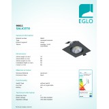 EGLO 98611 | Saliceto Eglo ugradbena svjetiljka četvrtast jačina svjetlosti se može podešavati, pomjerljivo 88x88mm 1x LED 380lm 2700K crno