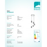 EGLO 98617 | Alobrase Eglo visilice svjetiljka 5x E27 krom, prozirna crna
