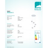 EGLO 98629 | Mioglia-1 Eglo visilice svjetiljka 5x E14 krom, učinak kristala