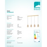 EGLO 98649 | Alobrase Eglo visilice svjetiljka 4x E27 brušeno zlato, jantar