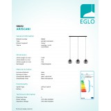 EGLO 98652 | Ariscani Eglo visilice svjetiljka 3x E27 crno, prozirna crna, zrcalo