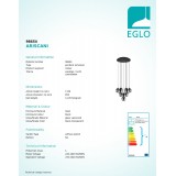 EGLO 98654 | Ariscani Eglo visilice svjetiljka 10x E27 crno, prozirna crna, zrcalo