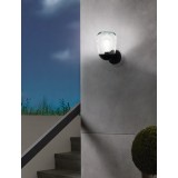 EGLO 98701 | Donatori Eglo zidna svjetiljka 1x E27 IP44 crno, prozirno