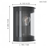 EGLO 98718 | Daril Eglo zidna svjetiljka 1x E27 IP44 crno, prozirno