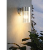 EGLO 98741 | Fantecolo Eglo zidna svjetiljka 1x E27 IP44 plemeniti čelik, čelik sivo, prozirno