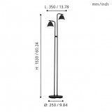 EGLO 99036 | Palbieta Eglo podna svjetiljka 153cm sa nožnim prekidačem 2x GU10 480lm 3000K crno, saten