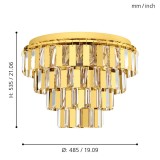EGLO 99096 | Erseka Eglo stropne svjetiljke svjetiljka 7x E14 mesing, kristal
