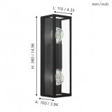 EGLO 99124 | Amezola Eglo zidna, stropne svjetiljke svjetiljka 2x E27 IP44 crno, prozirno