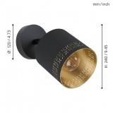 EGLO 99276 | Esteperra Eglo spot svjetiljka elementi koji se mogu okretati 1x E27 crno, zlatno