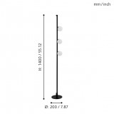 EGLO 99378 | Phianeros Eglo podna svjetiljka 140cm sa nožnim prekidačem 1x LED 1390lm + 1x LED 389lm 3000K crno, bijelo