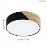 EGLO 99388 | Grimaldino Eglo stropne svjetiljke svjetiljka okrugli 2x E27 crno, drvo, bijelo
