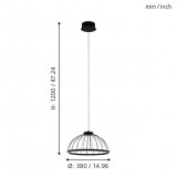 EGLO 99401 | Bogotenillo Eglo visilice svjetiljka 1x LED 2750lm 3000K crno, bijelo