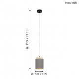 EGLO 99445 | Albariza Eglo visilice svjetiljka 1x E27 crno, smeđe, kapuchino