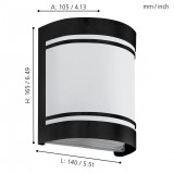 EGLO 99565 | Cerno Eglo zidna svjetiljka 1x E27 IP44 crno, bijelo