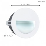 EGLO 99577 | Aracena Eglo ugradbena svjetiljka okrugli Ø125mm 1x LED 320lm 4000K IP65 bijelo, crno