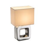 GLOBO 21602 | Kilauea Globo stolna svjetiljka 32cm sa prekidačem na kablu 1x E14 krom, bijelo