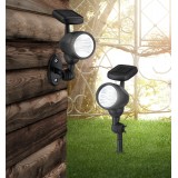 GLOBO 33026 | Soglo96 Globo zidna, ubodne svjetiljke svjetiljka solarna baterija, pomjerljivo 3x LED crno, prozirno