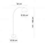 GLOBO 58227 | Newcastle Globo podna svjetiljka 141cm sa prekidačem na kablu s podešavanjem visine 1x E27 poniklano mat, mramor, bijelo