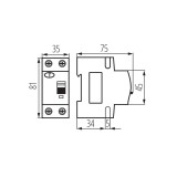 KANLUX 23217 | Kanlux strujni prekidač zaštite (relej FI) + nadstrujna zaštita 16A DIN35 modul, 2P C AC svjetlo siva, crno, žuto