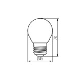 KANLUX 29625 | E27 4,5W -> 40W Kanlux mala kugla G45 LED izvori svjetlosti filament 470lm 2700K 320° CRI>80
