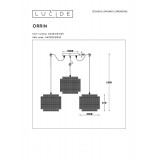 LUCIDE 02404/03/30 | Orrin Lucide visilice svjetiljka s mogućnošću skraćivanja kabla 3x E27 crno, smeđe