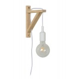 LUCIDE 08208/01/31 | Fix Lucide zidna svjetiljka sa prekidačem na kablu 1x E27 drvo, bijelo