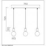 LUCIDE 08408/03/30 | Fix Lucide visilice svjetiljka s mogućnošću skraćivanja kabla 3x E27 crno